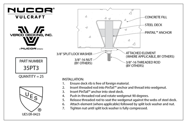 SNX35PT3.2-C 35PT3 PinTail™ Anchor